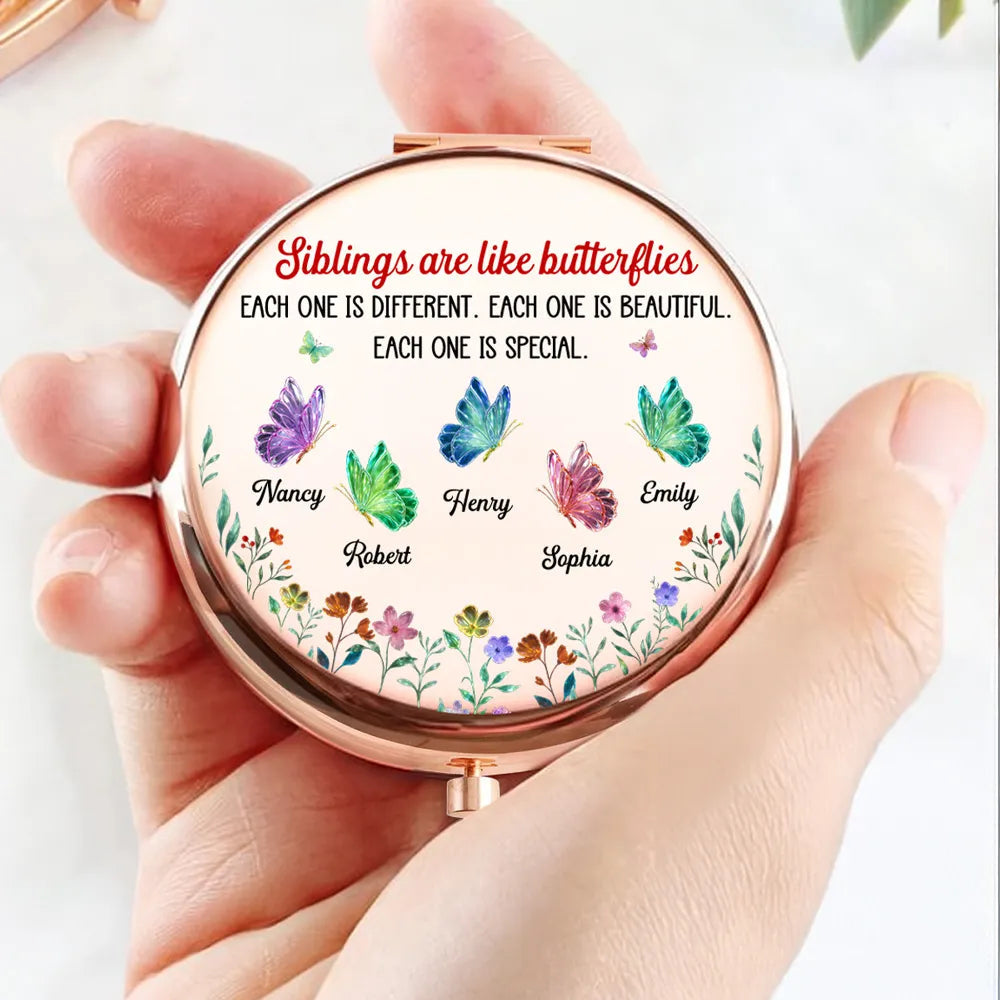 Personalized Compact Mirror for Sisters with Butterfly Design - Sentimental Gift Beauty Tools MagicInPrints