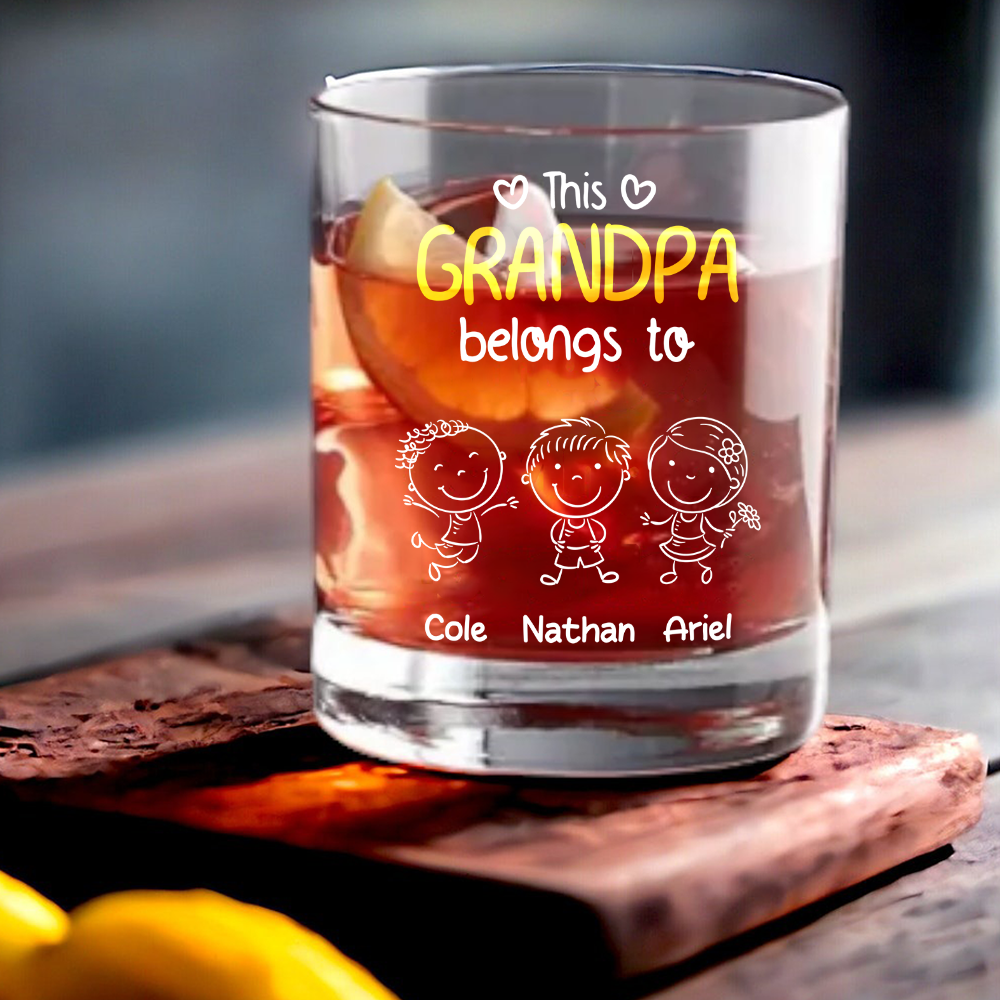 Personalized Grandpa Whiskey Glass - Custom Kids' Names Gift for Christmas Cup MagicInPrints