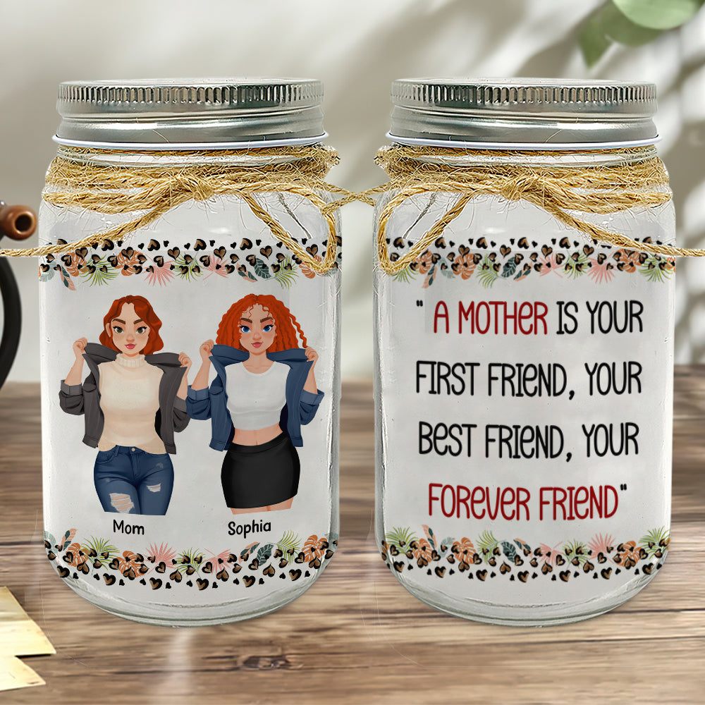 Personalized Mason Jar Light for Mom - Forever Friend Gift Drink Jar PopCulturePrints
