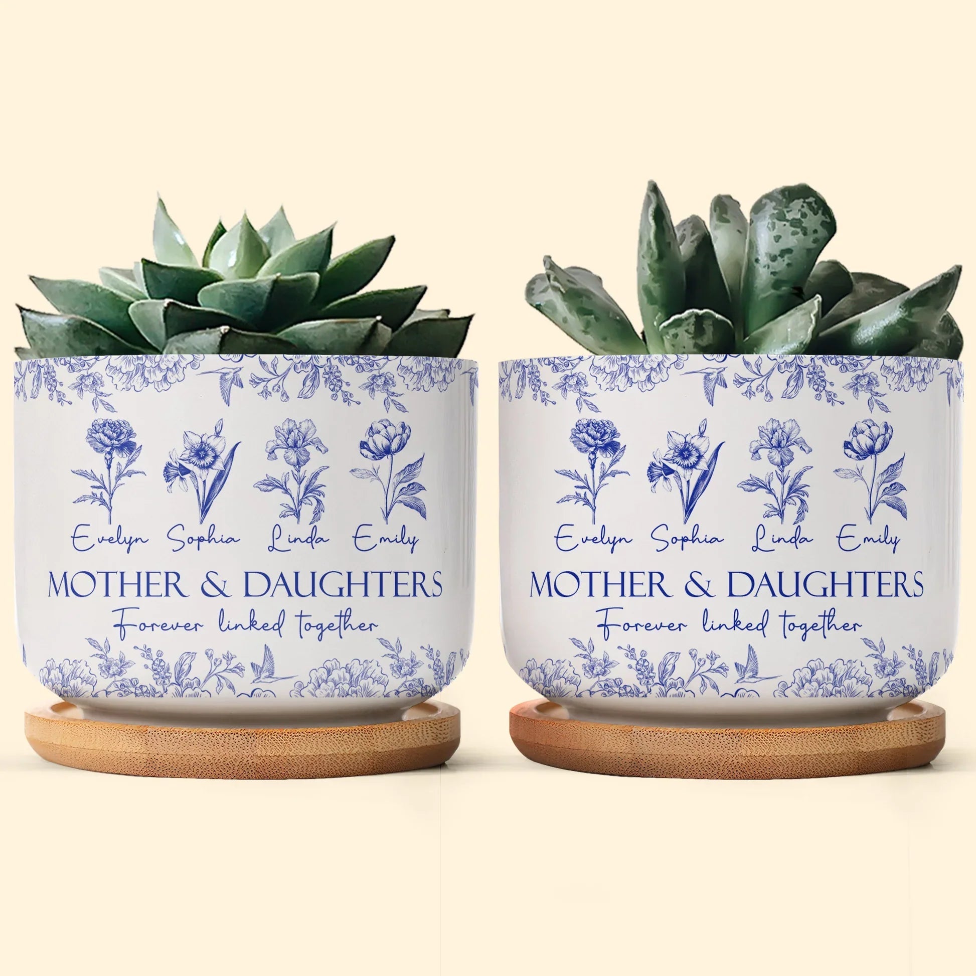 Personalized Ceramic Planter for Mothers & Daughters - Sentimental Gift for Home Decor Vase MagicInPrints