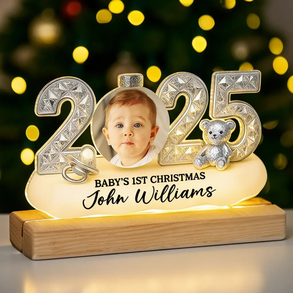 Personalized Baby's 1st Christmas Ornament 2025 - Custom Name Photo Gift Plaque MagicInPrints