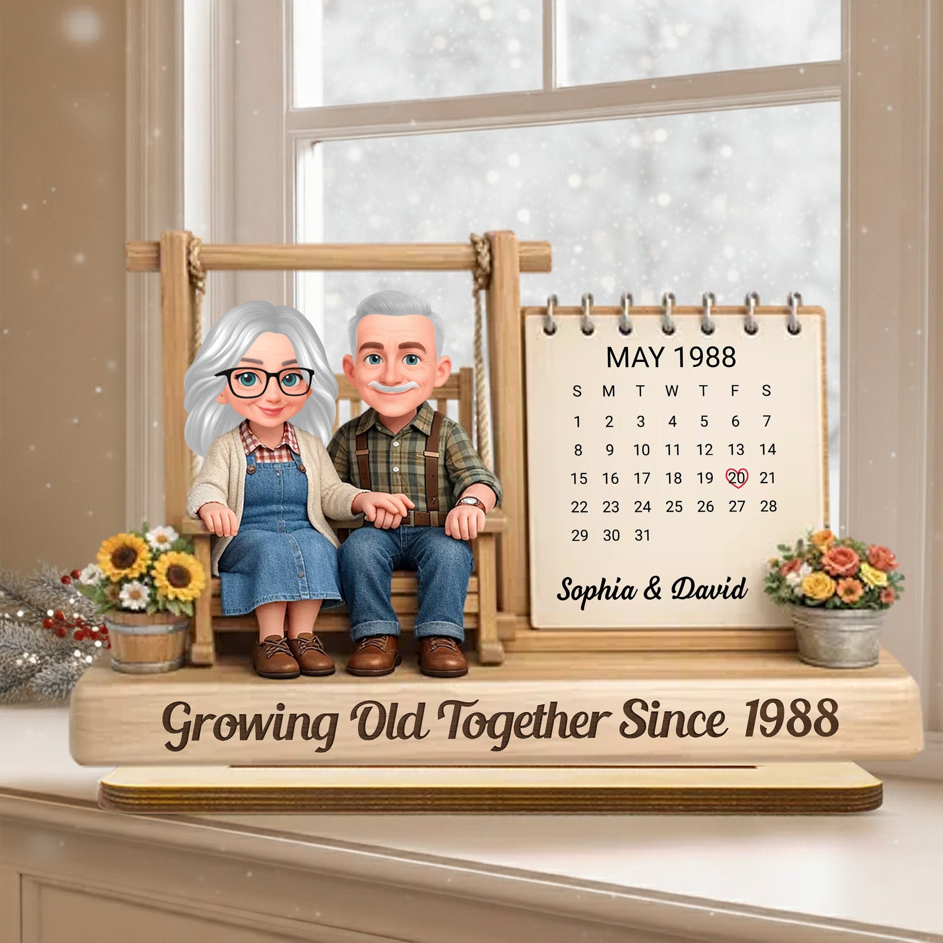 Personalized Couple Figurine Anniversary Gift with Custom Date - Sentimental Keepsake for Loved Ones Plaque MagicInPrints