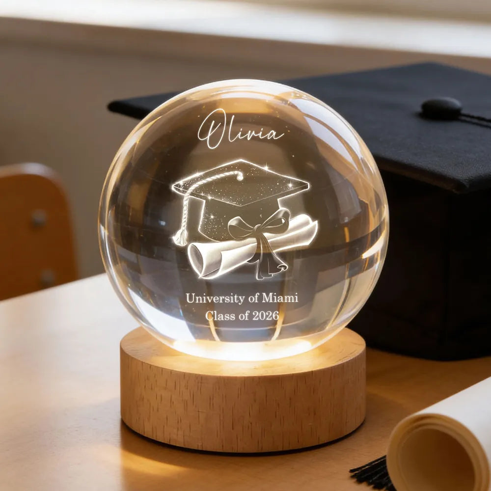 Personalized Graduation Crystal Ball for University Students - Class of 2026 Gift Lamp MagicInPrints