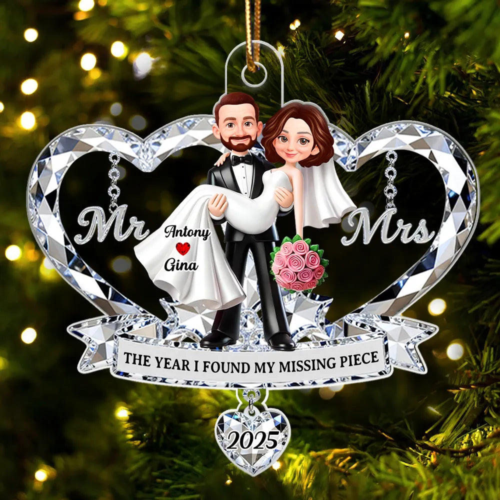 Personalized Wedding Ornament for Couples - First Christmas as Mr. and Mrs. 2025 Ornament MagicInPrints