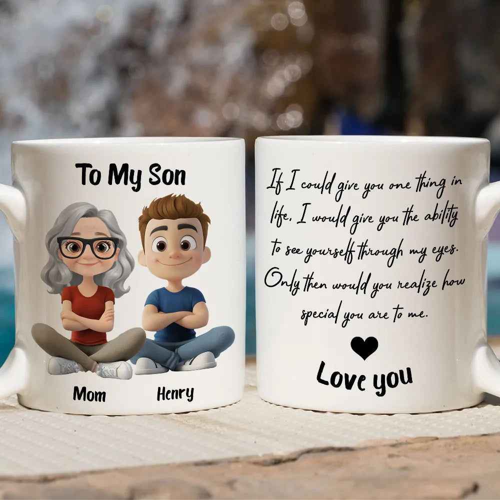 Personalized Mug for Son - Cartoon Character Design with Heartfelt Message Cup MagicInPrints