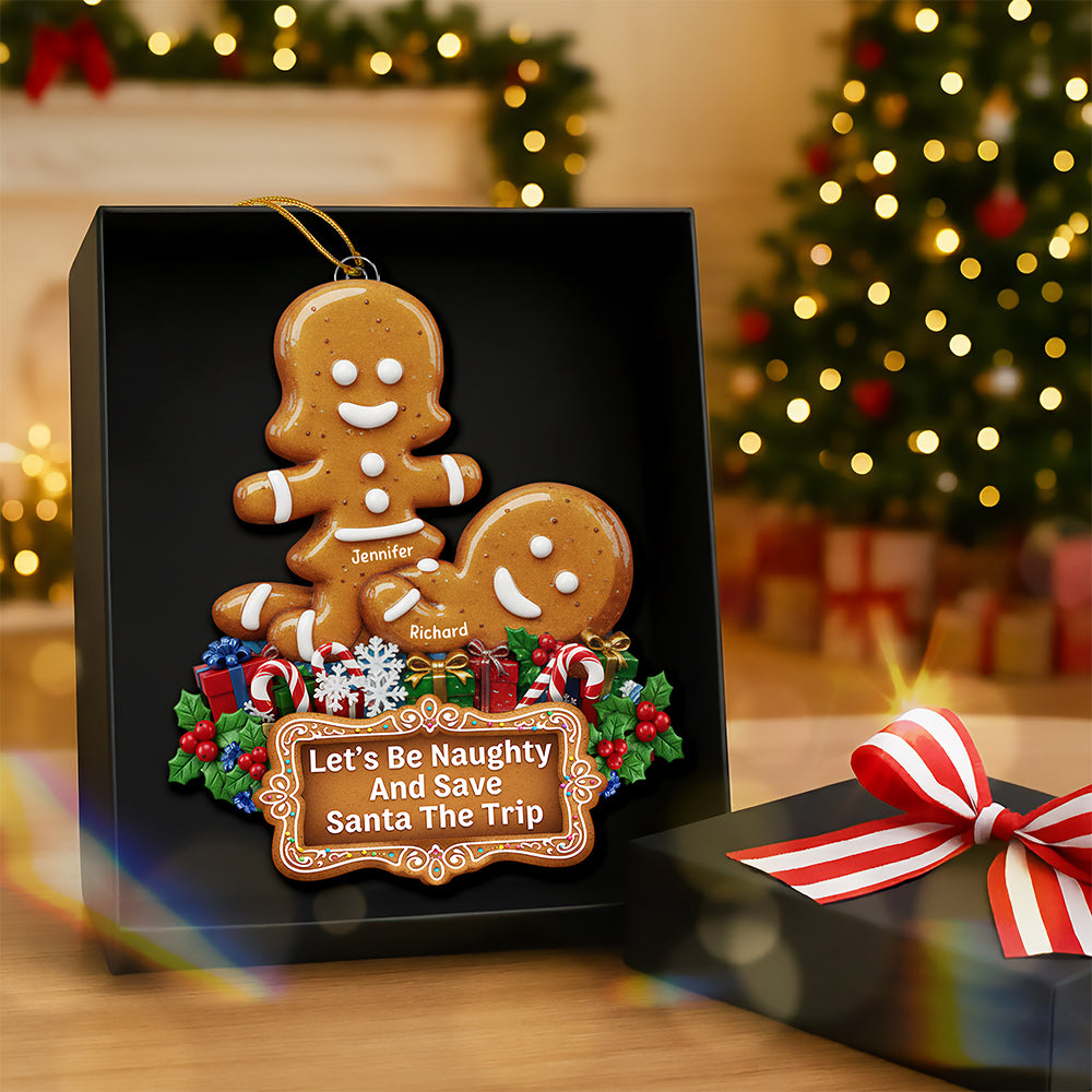 "Smoke Fat Doobies, Snack Fat Booties" - Personalized Gingerbread Couple Christmas Ornament Ornament MagicInPrints