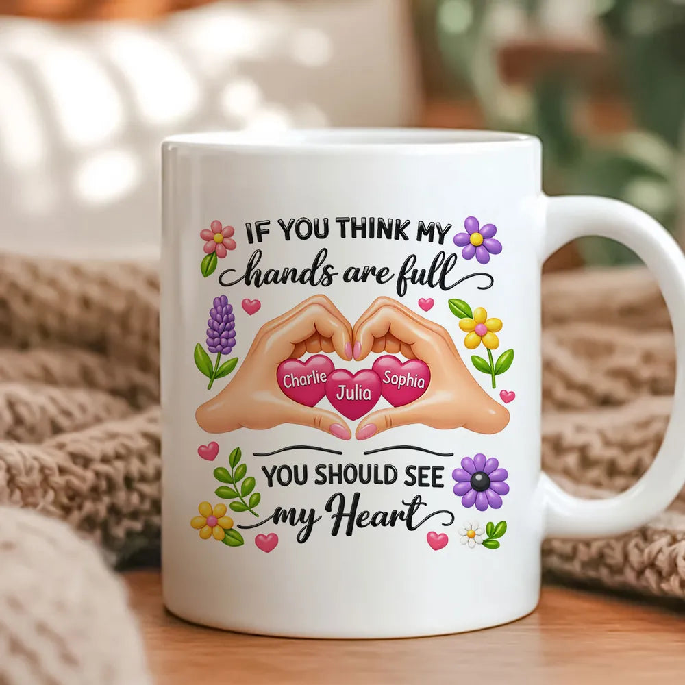 Personalized Heart Hands Mug for Parents - Sentimental Gift Cup MagicInPrints