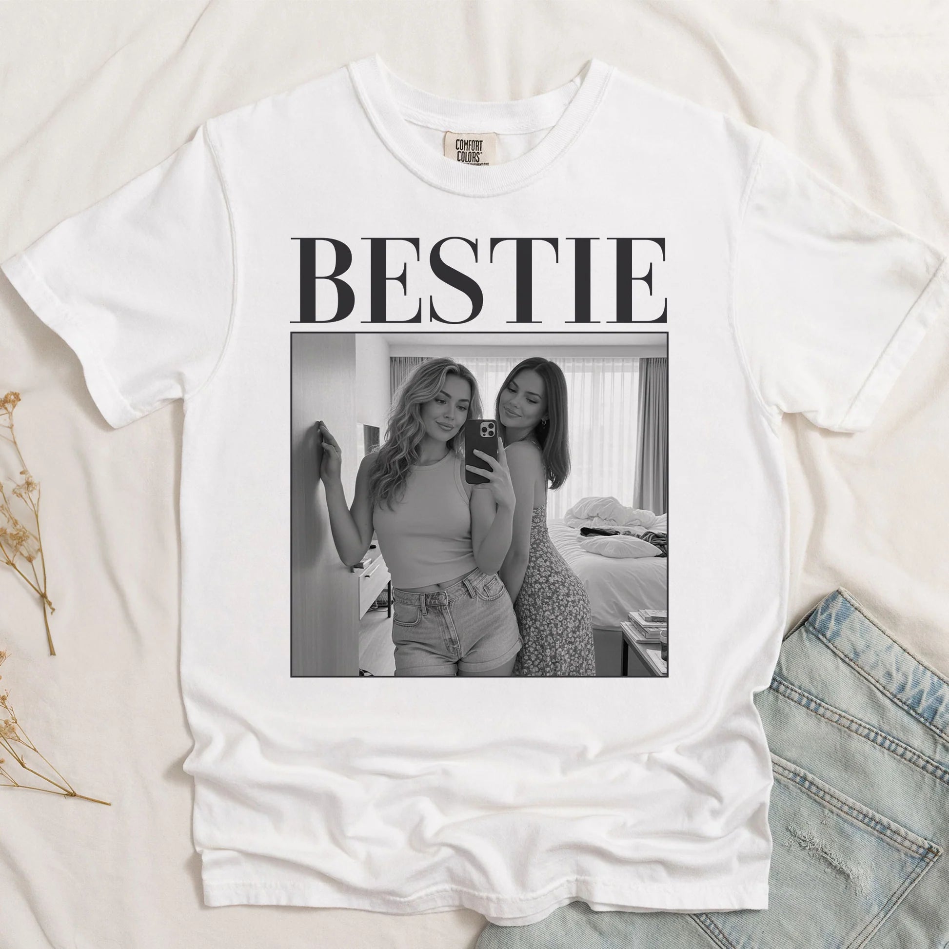 Custom Photo Best Friend T-Shirt for Women - Friendship Gift Cloth MagicInPrints