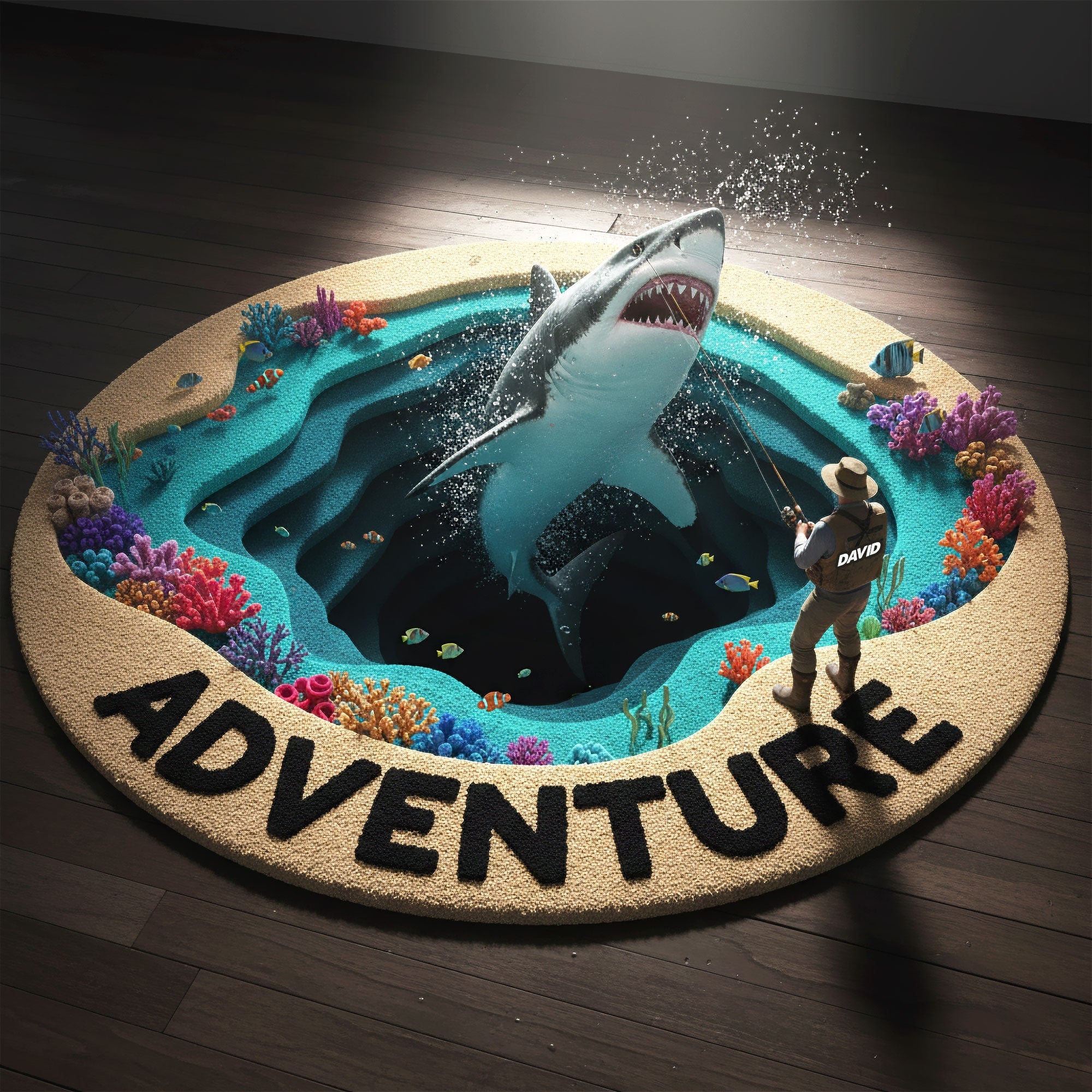 Adventure Awaits: Personalized Sea Fishing Quilted Round Mat - Perfect Gifts for Fishing Enthusiasts Doormat MagicInPrints