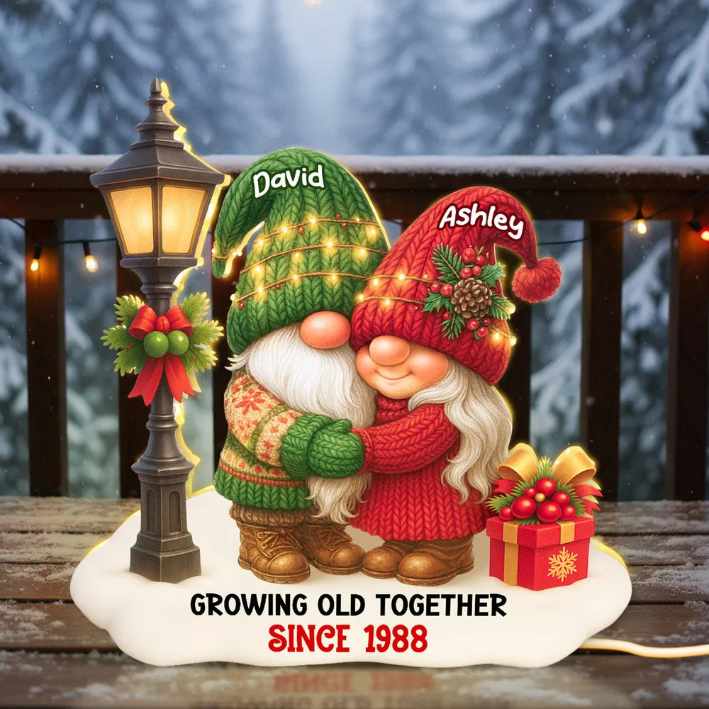 Personalized LED Gnome Couple Lamp for Couples - Anniversary Gift Plaque MagicInPrints