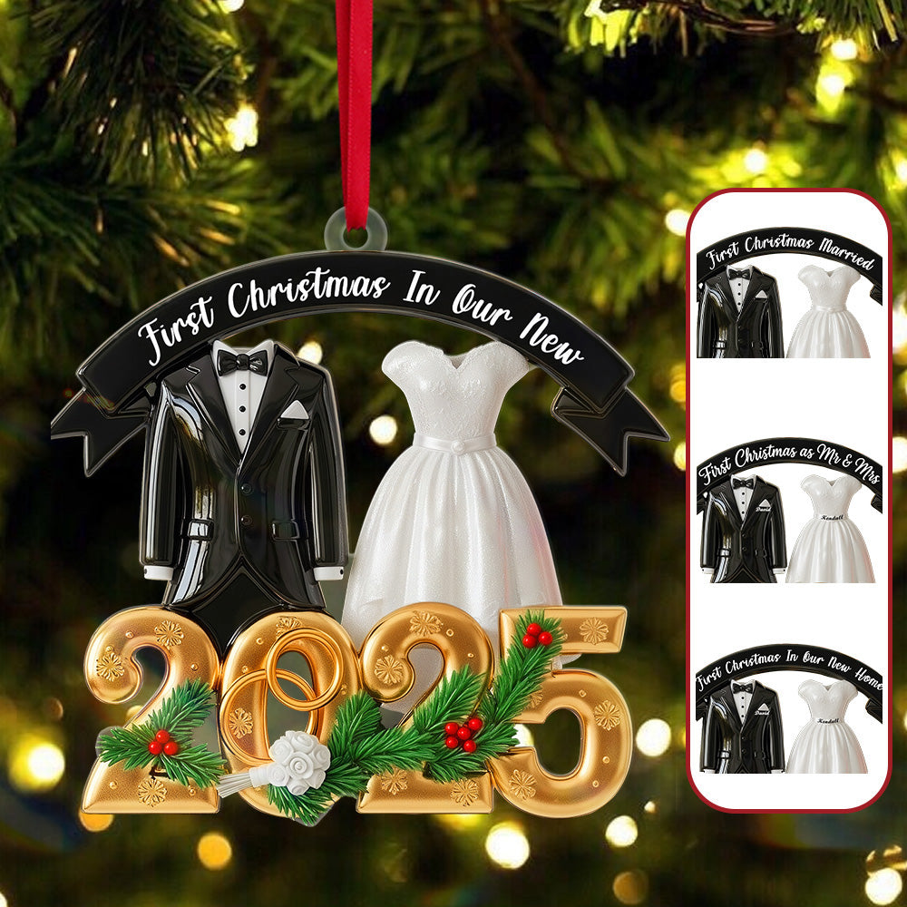 "First Christmas as Mr & Mrs" - Personalized Acrylic Ornament for Couples Ornament MagicInPrints
