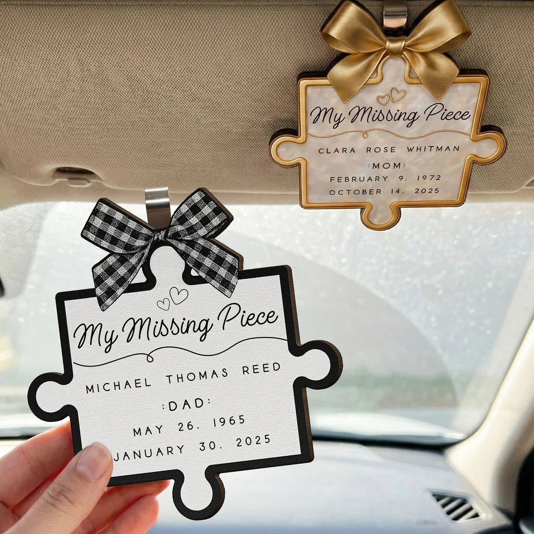 Custom Memorial Puzzle Piece Plaque for Dad - Sentimental Keepsake Car Hanger MagicInPrints