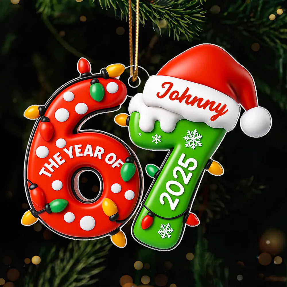 Personalized Christmas Ornament 2025 - Custom Name & Age Decoration for Holiday Tree Ornament MagicInPrints