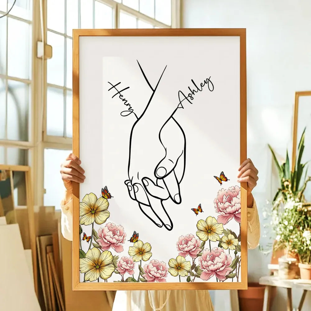 Personalized Couple Hand Holding Art Print for Home Decor - Romantic Gift Poster or Canvas MagicInPrints
