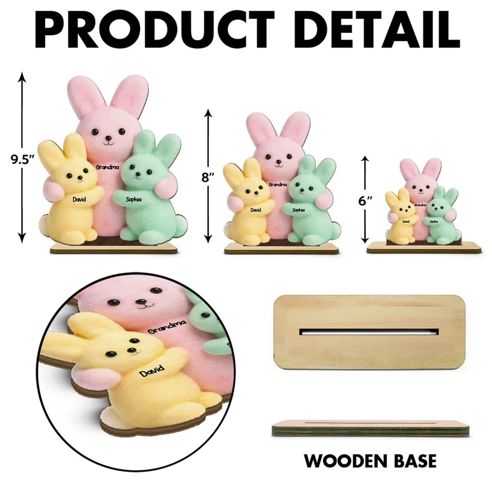 Personalized Family Bunny Figurine Set for Easter - Custom Names Plaque MagicInPrints