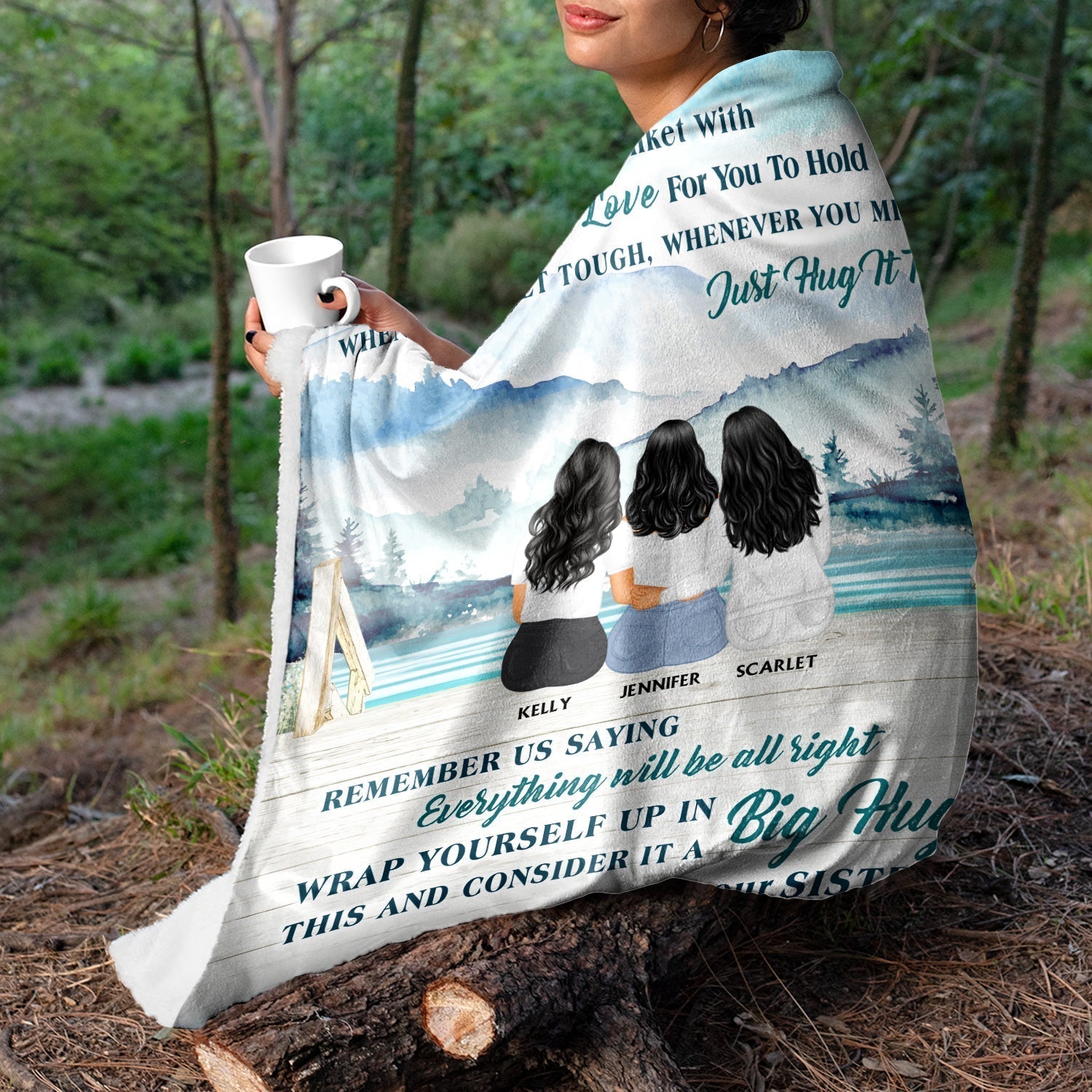Personalized Sister Blanket for Women with Hugs & Love Message - Sentimental Gift Pillow or Blanket MagicInPrints