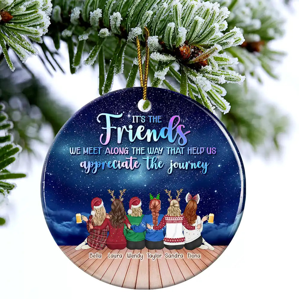 Celebrate Friendship Through Every Adventure – Personalized Ceramic Ornament – Gift for Friends Ceramic Ornament MagicInPrints