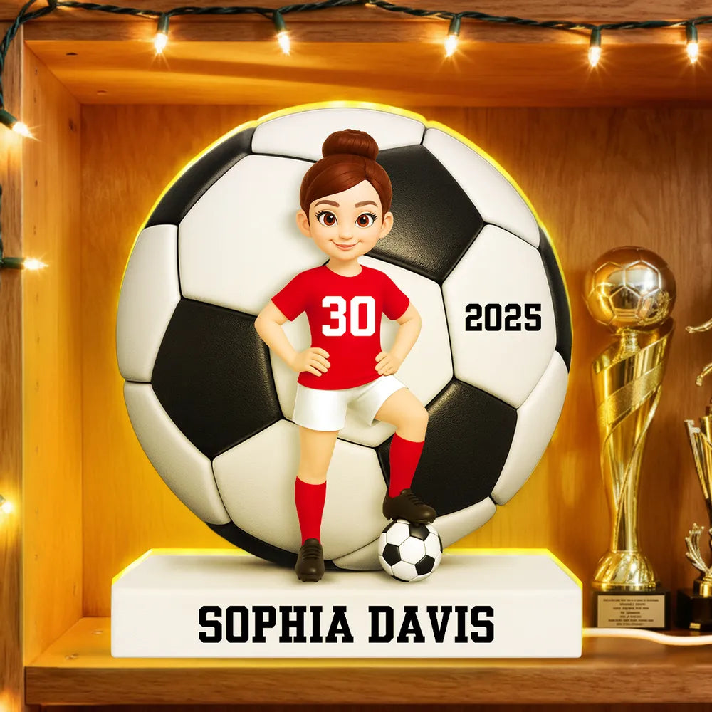 Custom Soccer Player LED Lamp for Kids - Personalized Sports Gift Plaque MagicInPrints