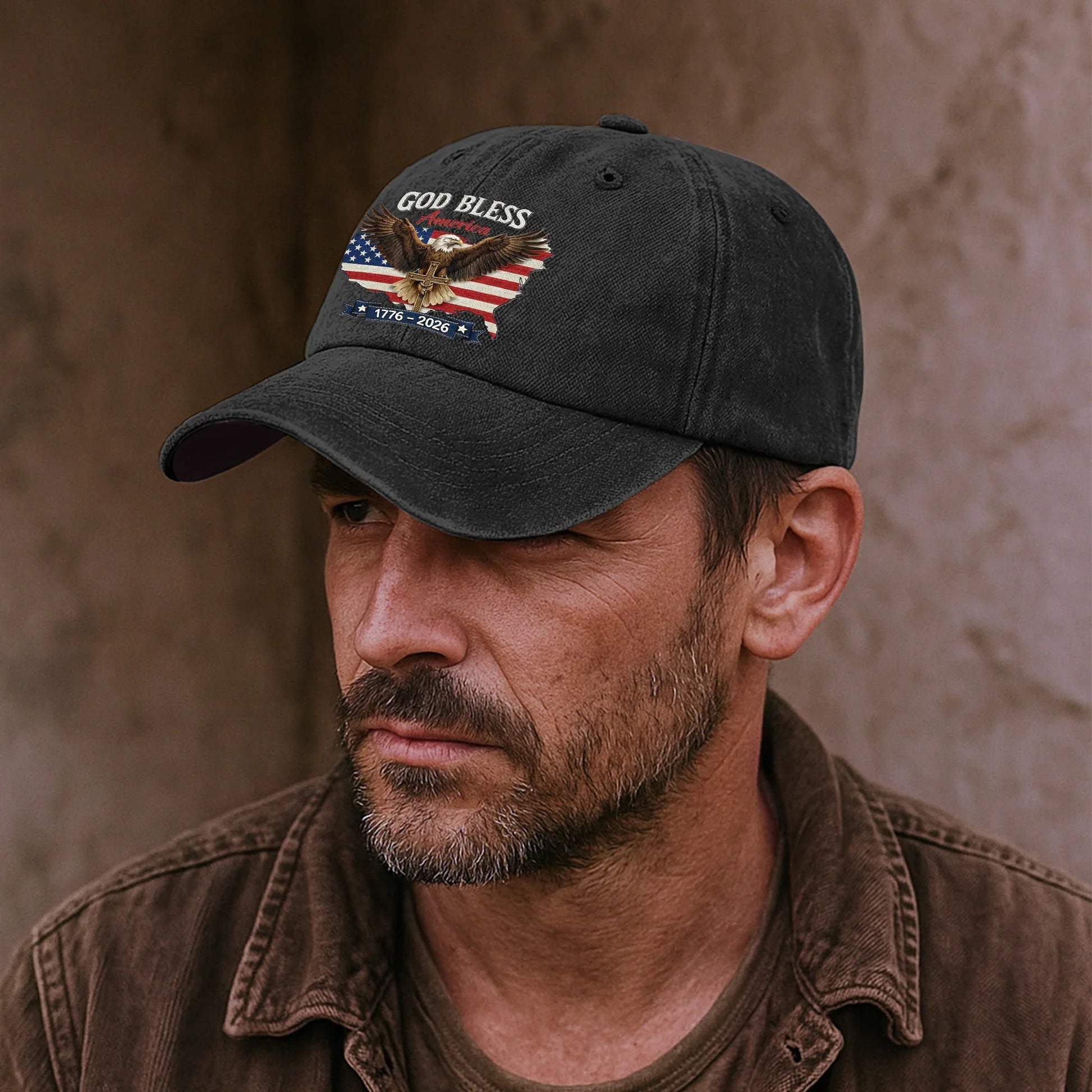Personalized Patriotic Baseball Cap for Men - American Flag Eagle Design Hat MagicInPrints