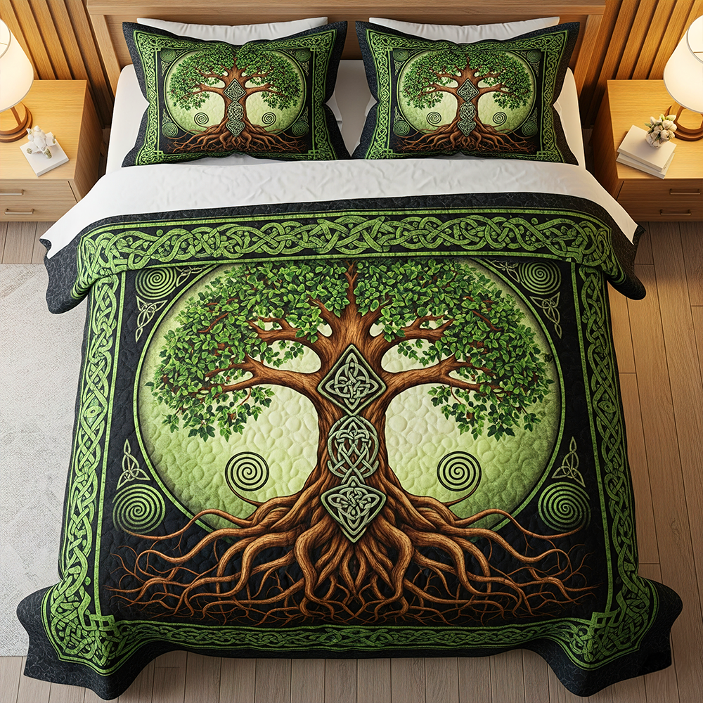 “Embrace the Wisdom of Nature” - Tree of Life Quilt Bedding Set - Customizable Gift for Nature Lovers & Home Decor Enthusiasts Blanket MagicInPrints