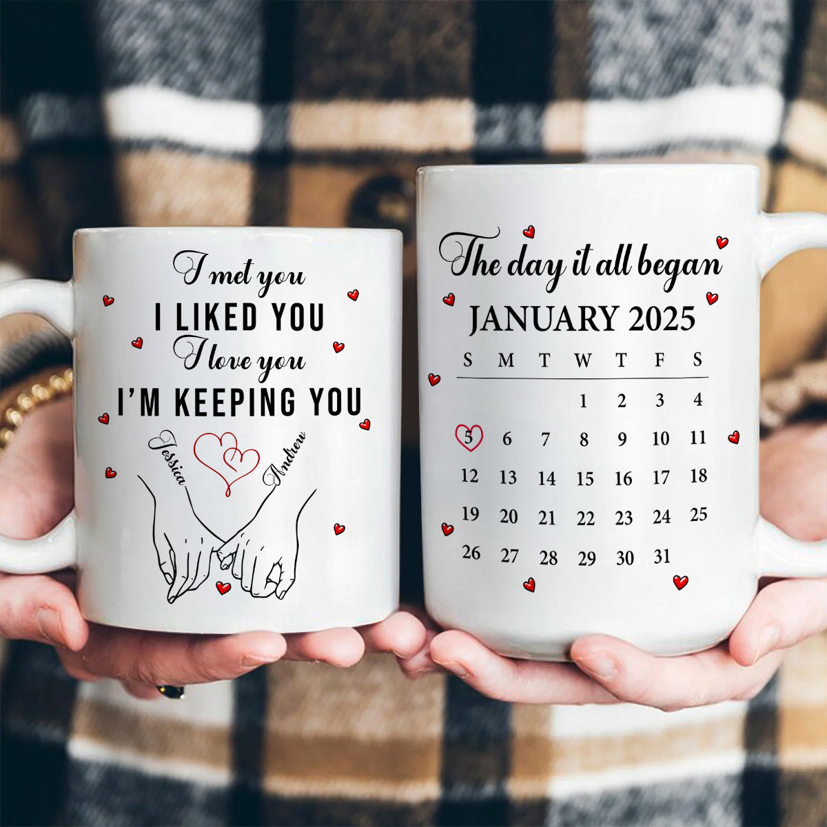 Personalized Couple Mugs for Anniversary - Custom Date & Message Cup MagicInPrints
