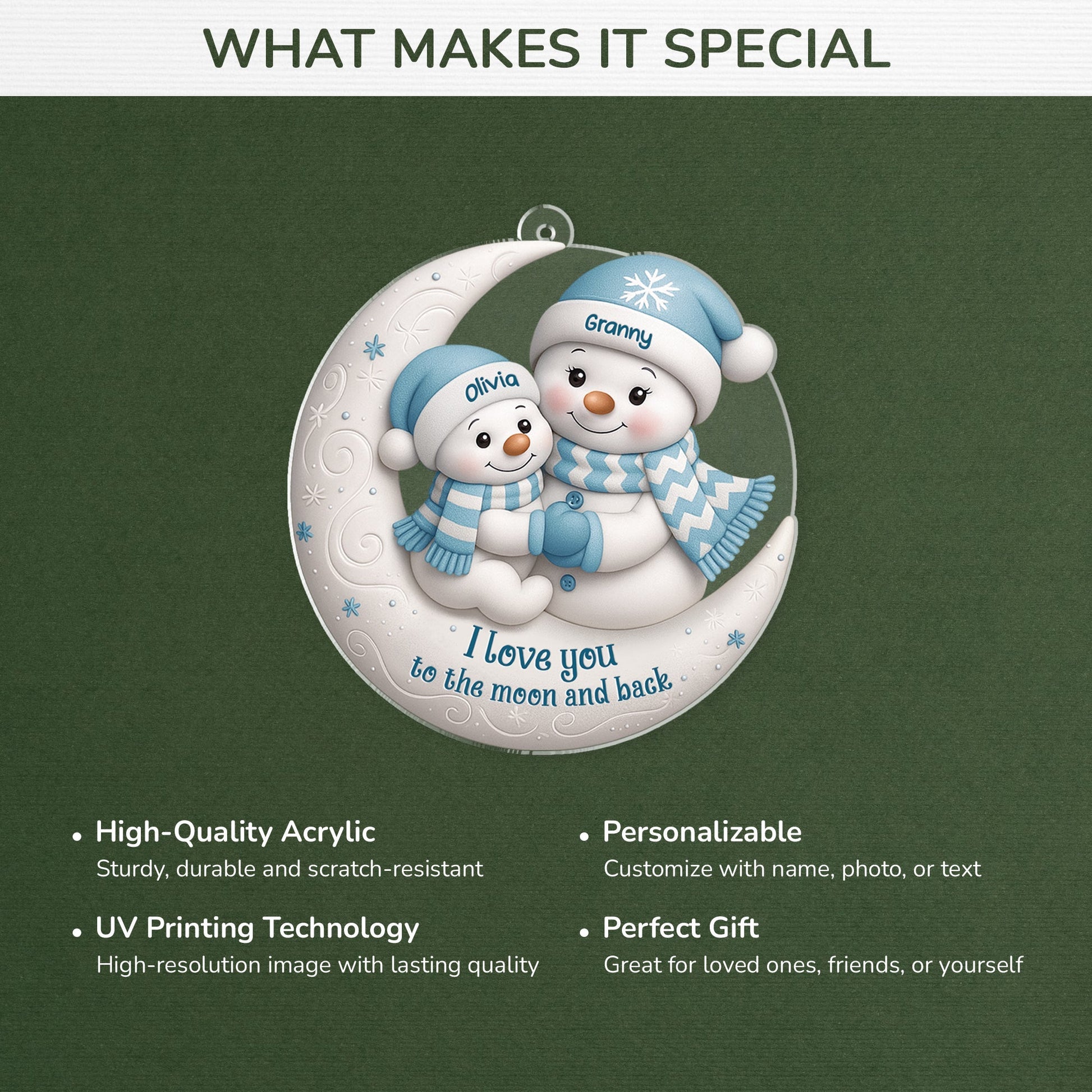 Personalized Christmas Ornament for Family - Snowman Design with Names - Holiday Gift Ornament MagicInPrints