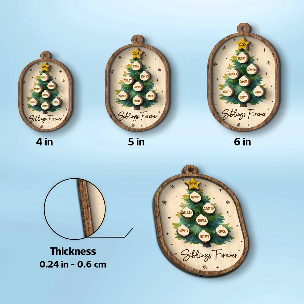 Personalized Family Christmas Ornament for Siblings - Holiday Tree Decoration Ornament MagicInPrints