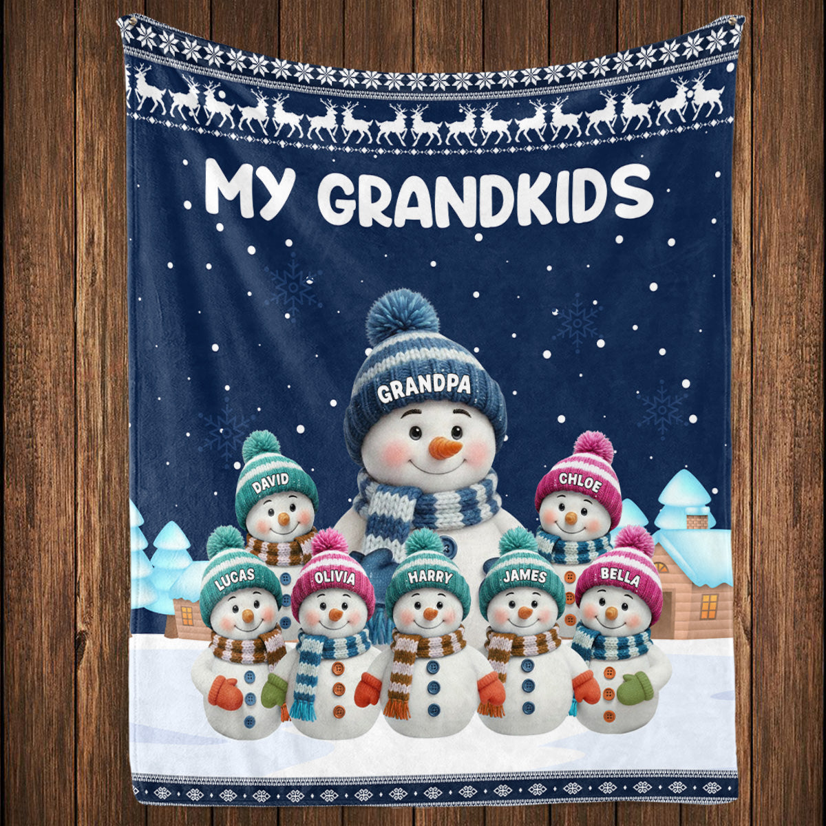 Personalized Snowman Blanket for Grandparents - Cozy Family Winter Gift Blanket MagicInPrints