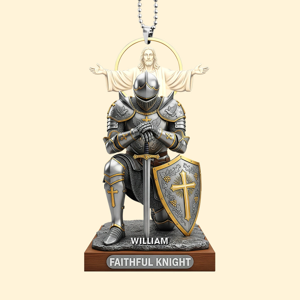 “Faithful Knight” – Personalized Car Ornament for Christian Believers Ornament MagicInPrints