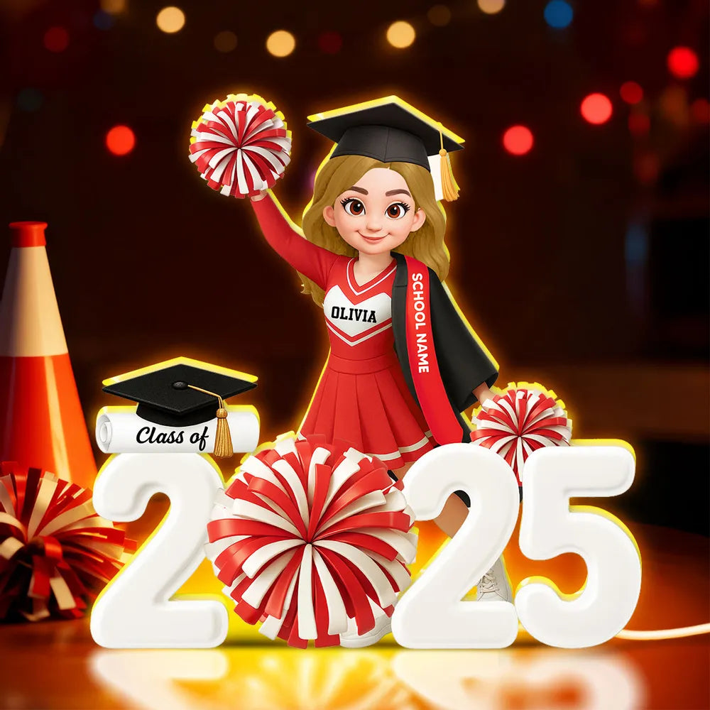 Personalized Graduation Cheerleader Figurine for Class of 2026 - Perfect Graduation Gift Plaque MagicInPrints