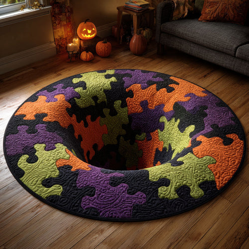 Embrace the Mystery of Connection – Personalized Quilted Round Mat – Gift for Puzzle Lovers Quilted Round Mat MagicInPrints