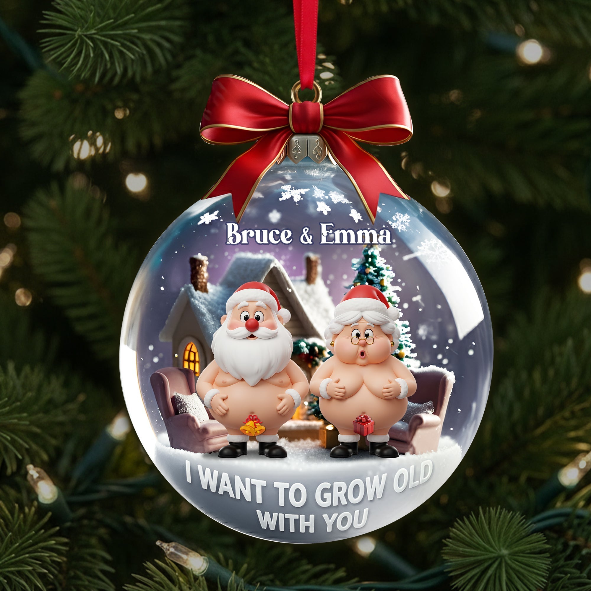 "I Want to Grow Old With You" - Funny Old Couple Personalized Christmas Ornament Ornament MagicInPrints