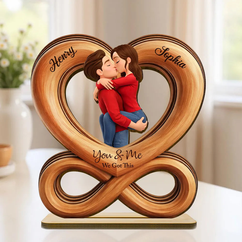 Personalized Wooden Infinity Heart Sculpture for Couples - Romantic Gift Plaque MagicInPrints