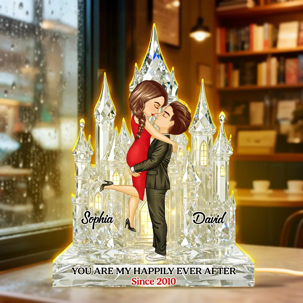 Personalized Crystal Castle Couple Figurine for Anniversary - Romantic Keepsake Gift Plaque MagicInPrints