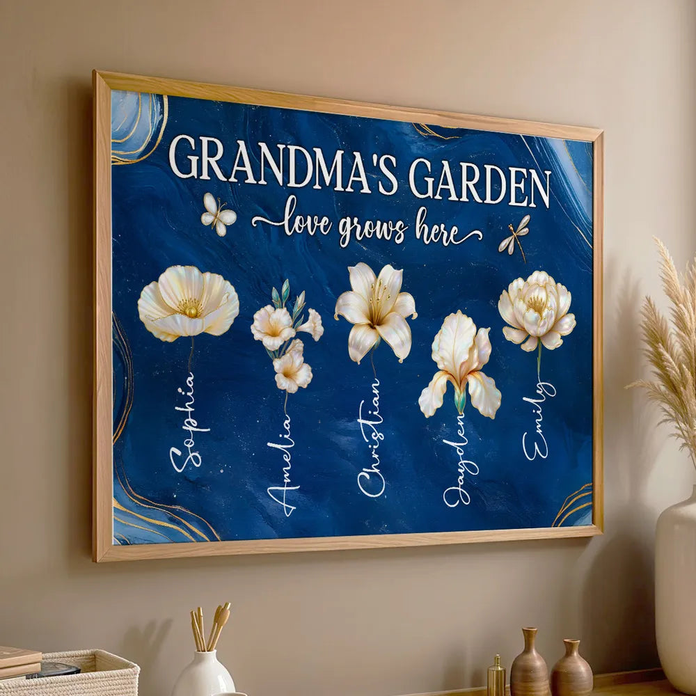 Personalized Canvas Art for Grandma - Floral Design with Names - Sentimental Gift for Mother's Day Poster or Canvas MagicInPrints