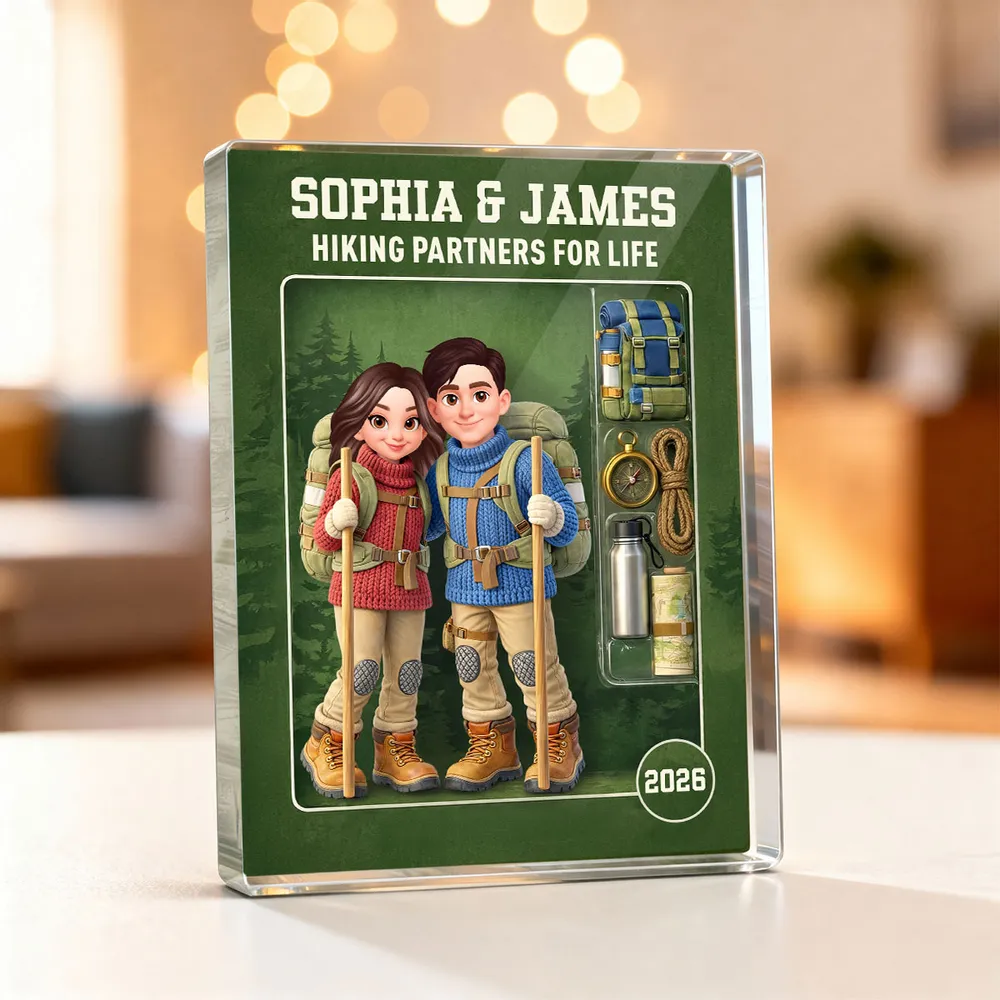 Personalized Hiking Partner Acrylic Block for Couples - Adventure Keepsake Gift Plaque MagicInPrints