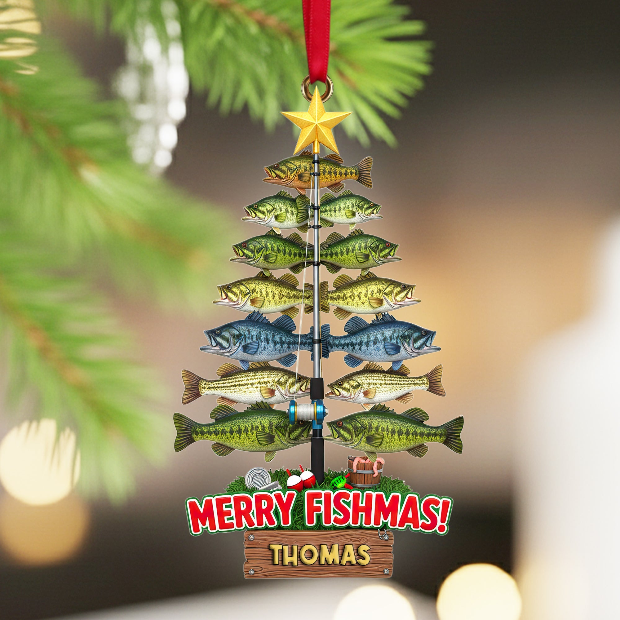 Merry Fishmas! Personalized Fisherman's Fish Tree Ornament - Custom Gifts for Fishing Enthusiasts Ornament MagicInPrints