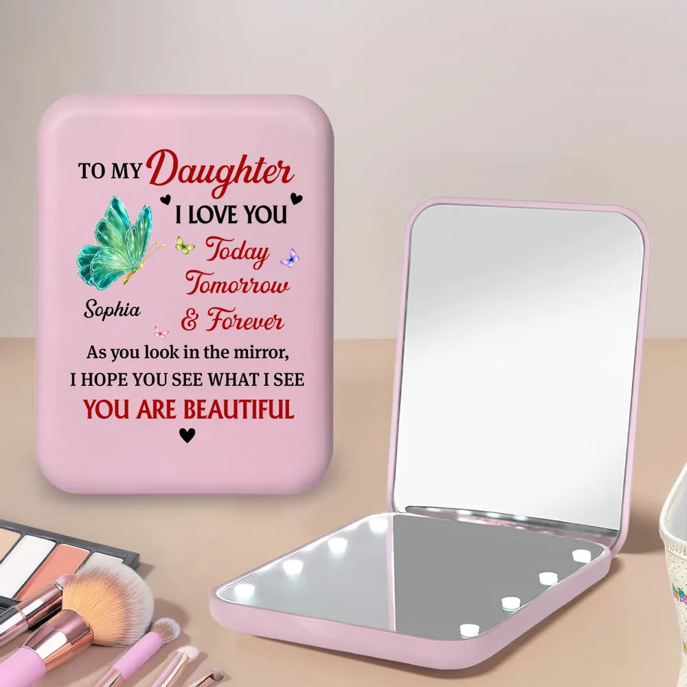 Personalized Compact Mirror for Daughter - Sentimental Gift with Loving Message Beauty Tools MagicInPrints
