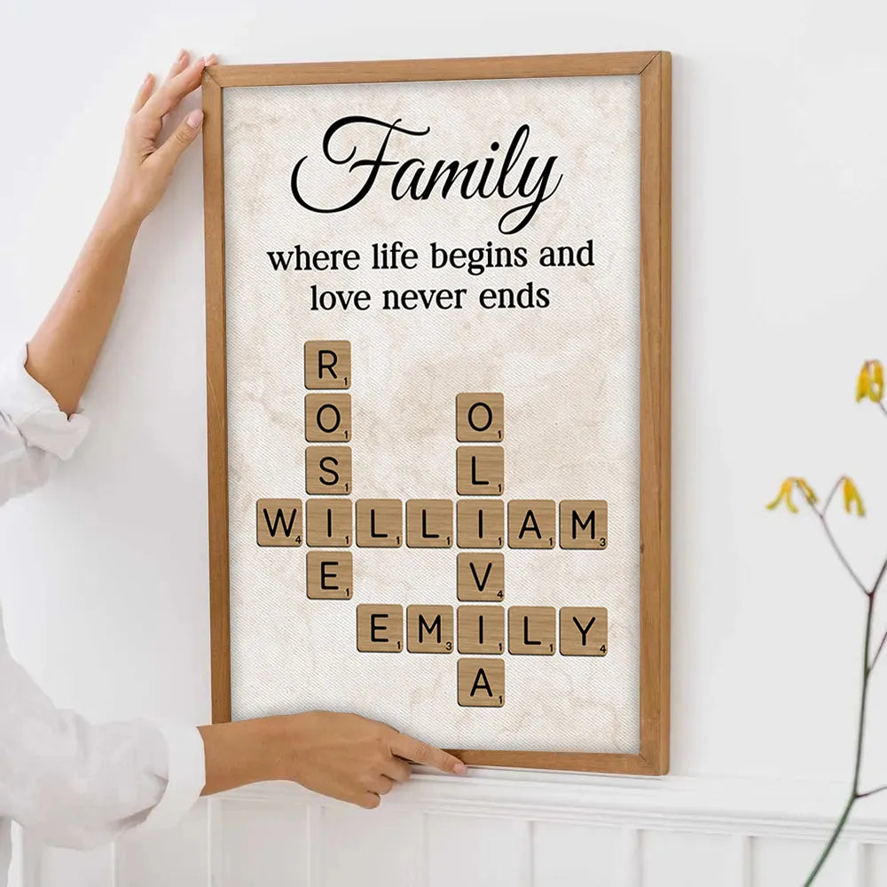 Personalized Family Name Crossword Wall Art for Home Decor - Sentimental Gift Poster or Canvas MagicInPrints
