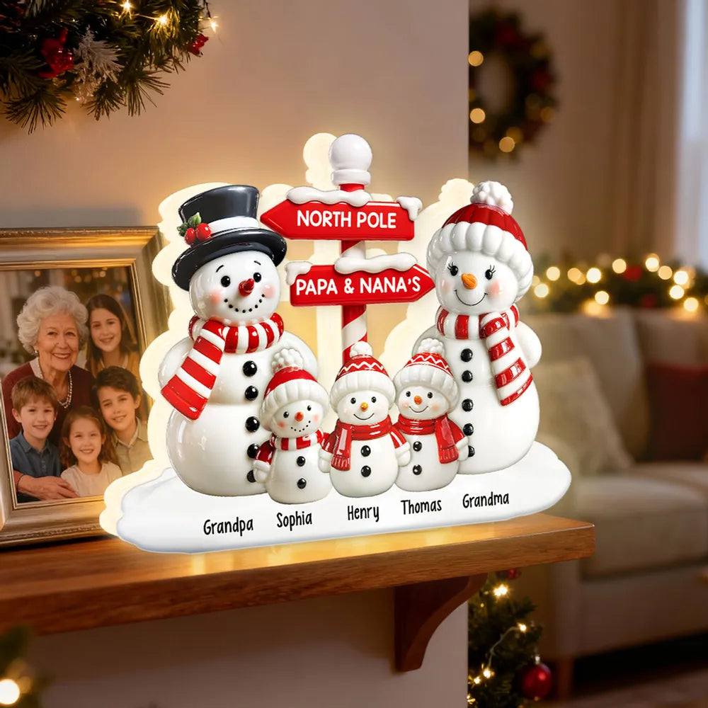 Personalized Snowman Family Christmas Decoration for Grandparents - Holiday Keepsake Plaque MagicInPrints