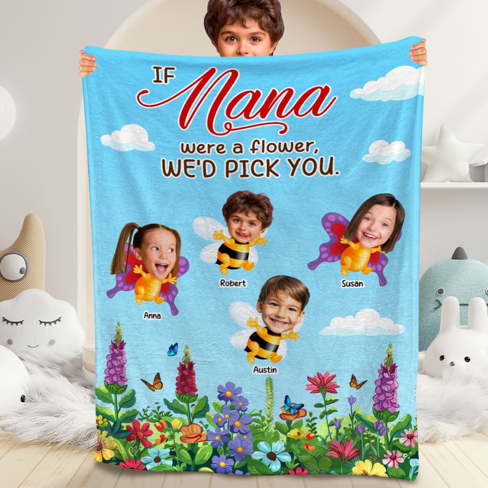Personalized Nana Photo Blanket - Custom Gifts for Grandma Blanket PopCulturePrints