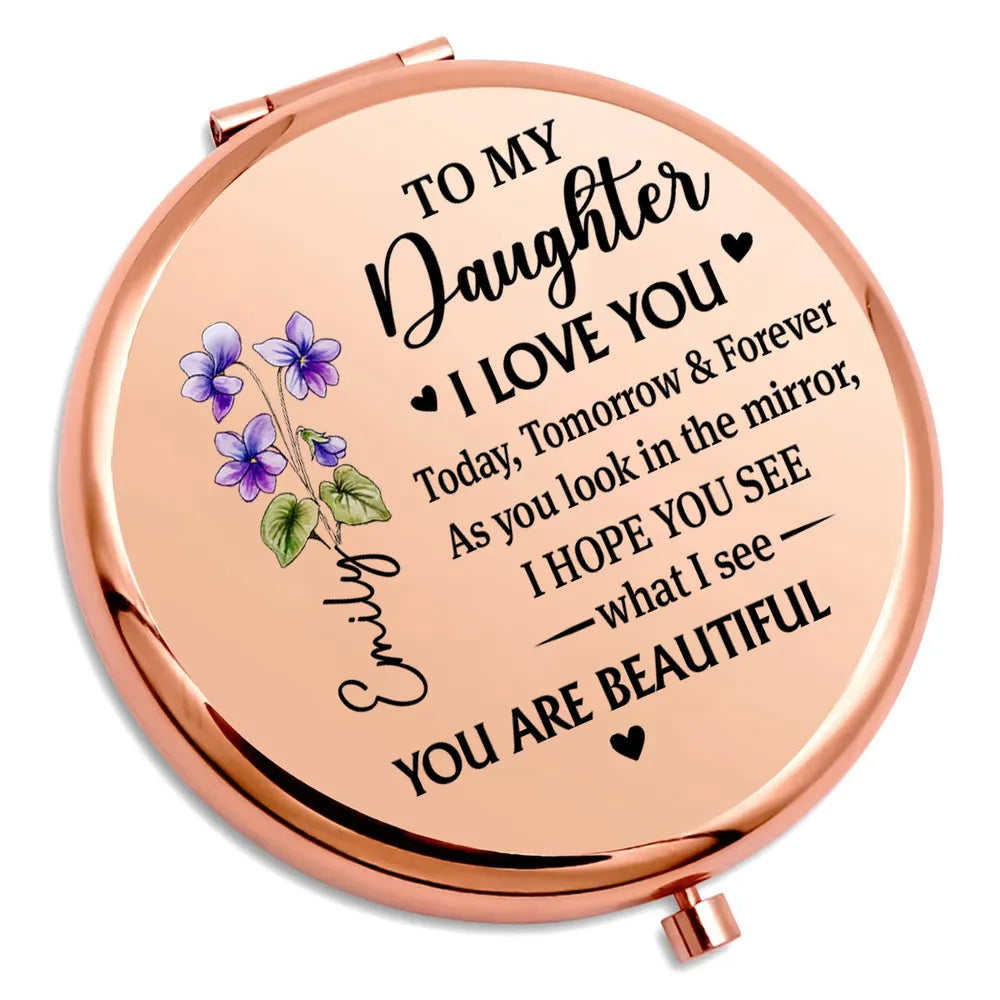 Personalized Compact Mirror for Daughter - Sentimental Gift with Engraved Message Beauty Tools MagicInPrints