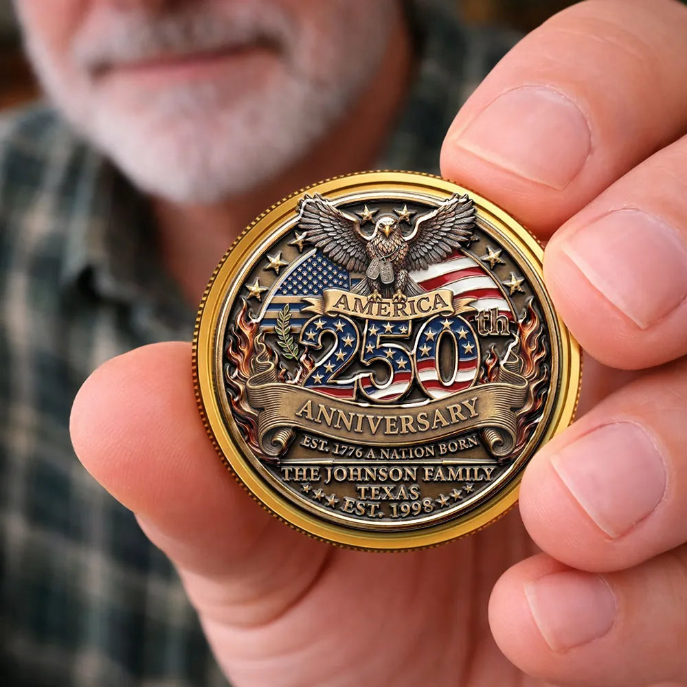 Custom Engraved 250th Anniversary Commemorative Coin for Collectors - Patriotic Gift Keychain MagicInPrints