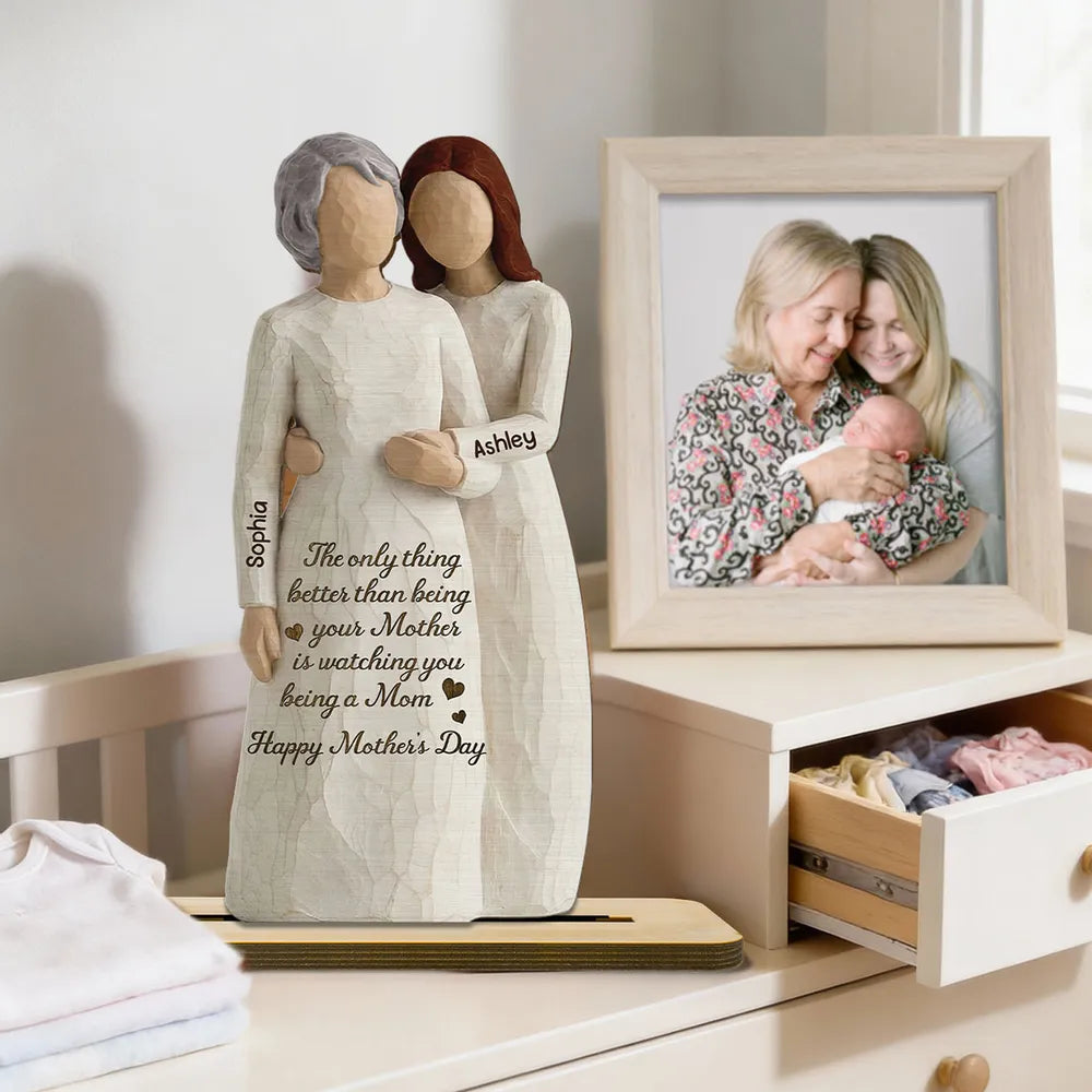Personalized Mother-Daughter Wooden Sculpture Gift - Sentimental Keepsake for New Moms Plaque MagicInPrints