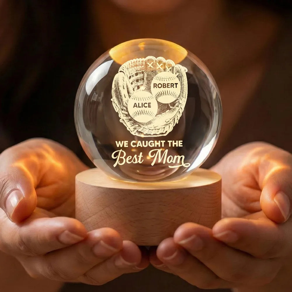 Personalized Baseball Mom LED Lamp with Custom Names - Mother's Day Gift Lamp MagicInPrints