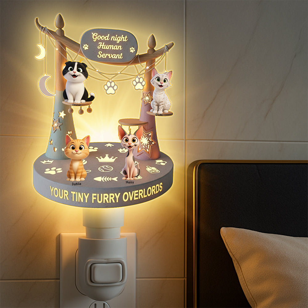 Good Night Human Servant - Furry Overlord Acrylic Night Light - Personalized Gift for Cat Lovers Night Lights MagicInPrints