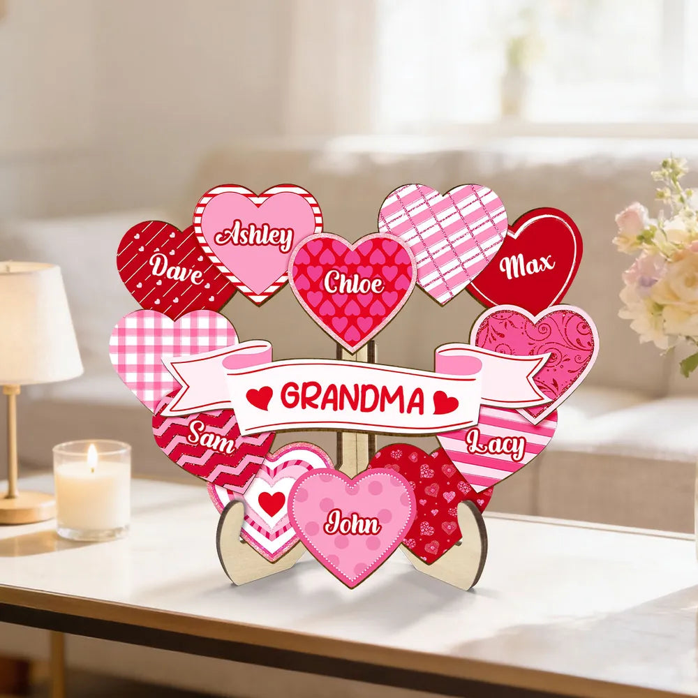 Personalized Heart Car Ornament for Grandma - Family Names Display Car Hanger MagicInPrints