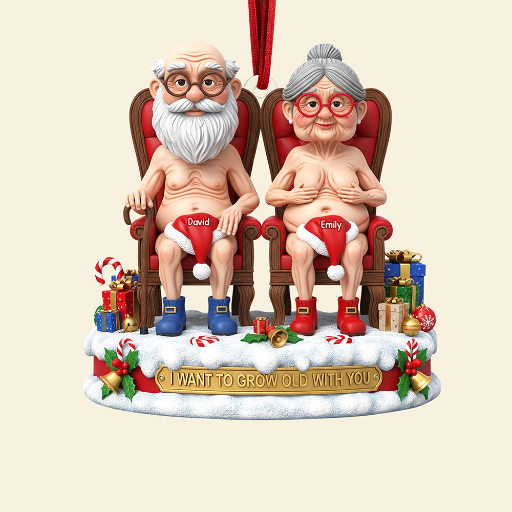 I Want to Grow Old With You - Personalized Naughty Old Couple Christmas Ornament Ornament MagicInPrints