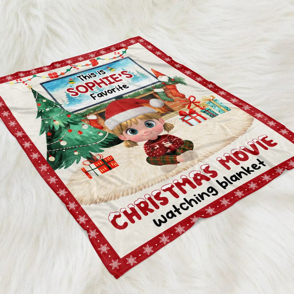 Personalized Christmas Movie Watching Blanket for Kids - Cozy Holiday Gift Pillow or Blanket MagicInPrints