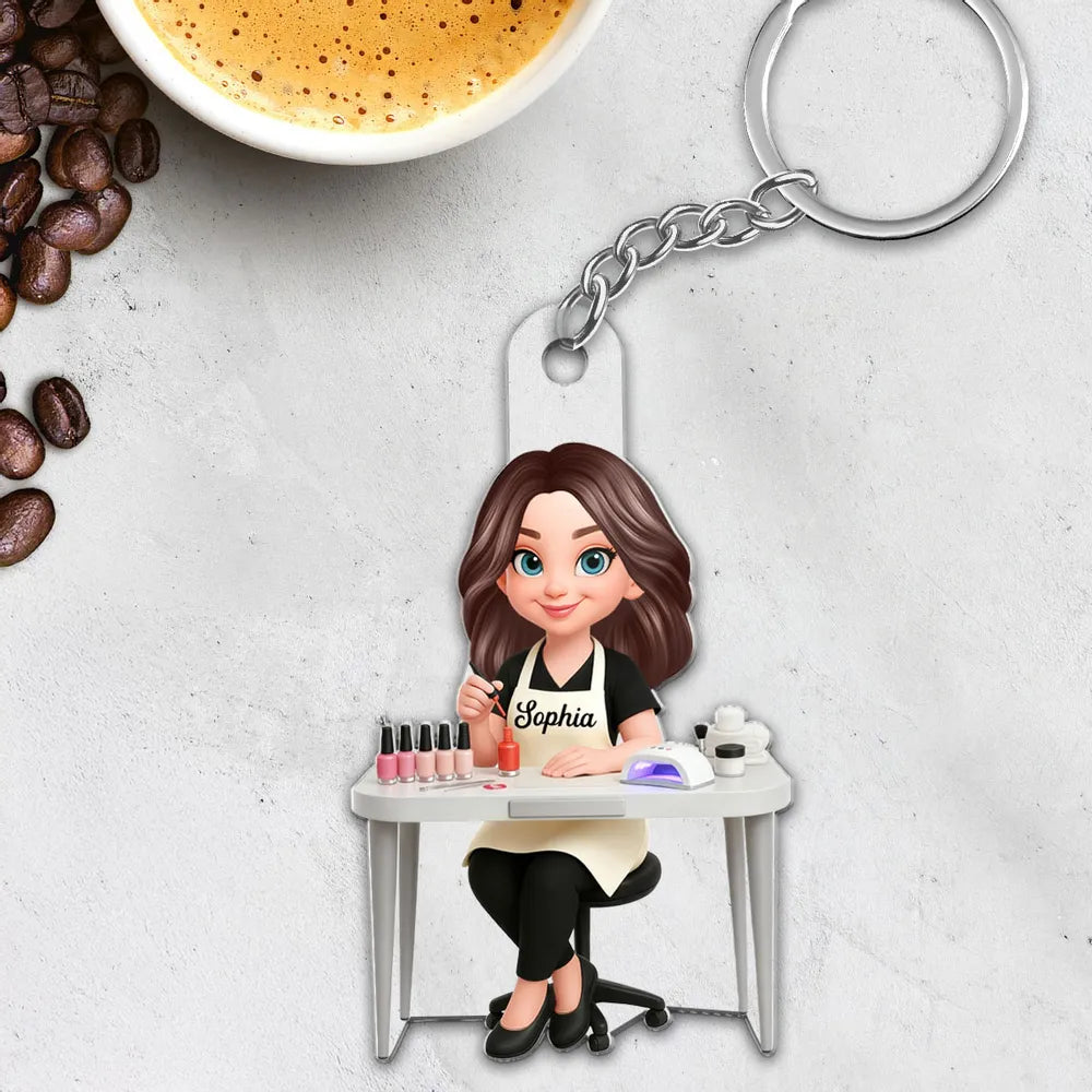 Custom Nail Technician Keychain for Nail Artists - Personalized Gift Keychain MagicInPrints